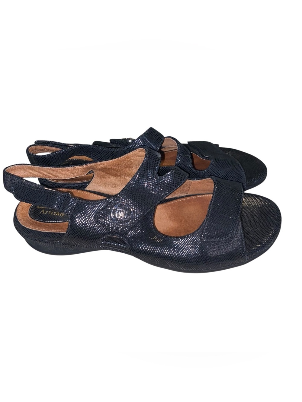 Clarks Artisan Shoes Womens 10 M Tiffani Aldora Textured Leather Strap Sandals